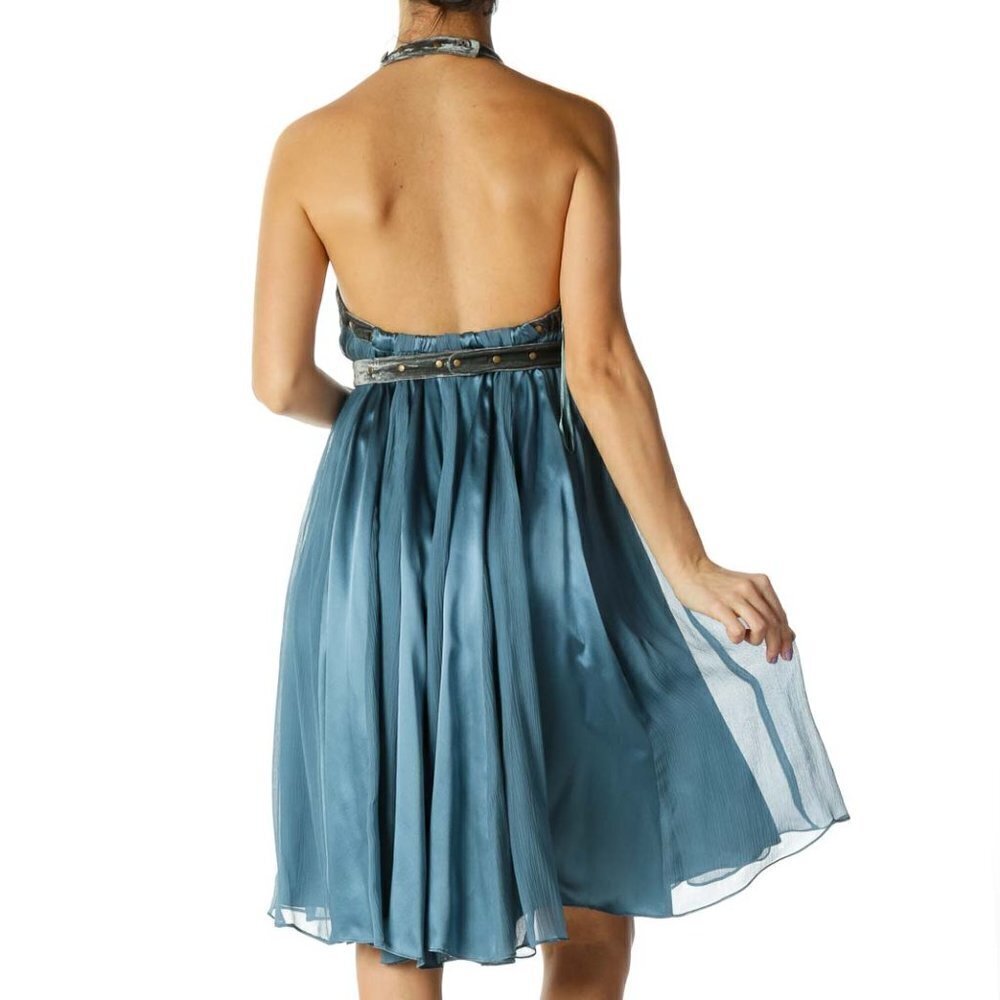Twinkle Blue Crepe Cocktail Dress - Picture 2 of 3